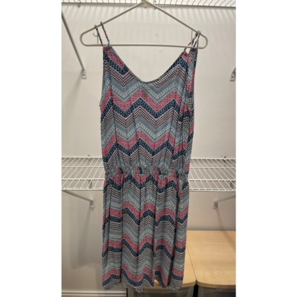 Gap Outlet Navy, Lt Blue, Pink, White Printed Strappy Sundress, Size Small
